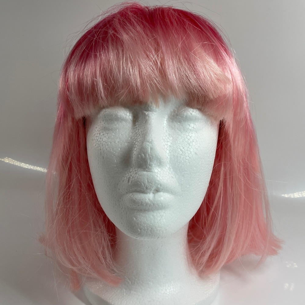 Closer Natalie Portman West Bay Pink Ombre Bob Wig Cosplay Costume Bangs